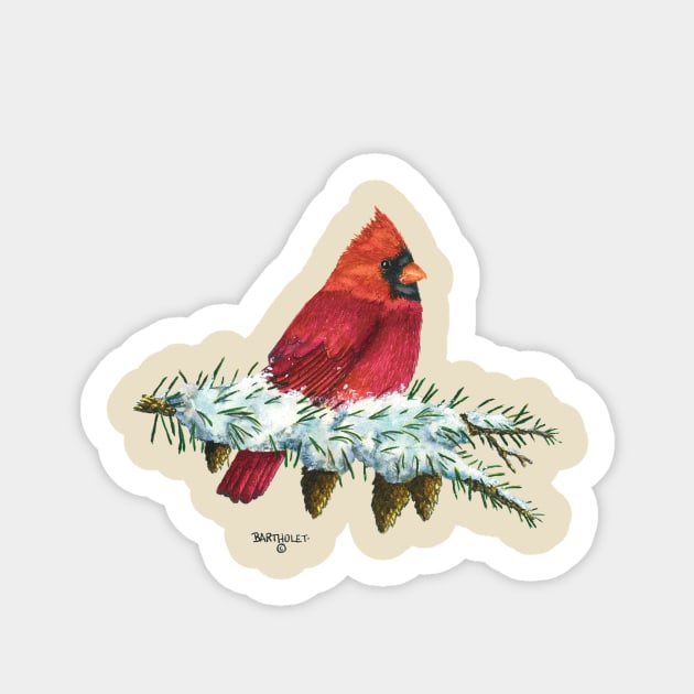 Scarlet Delight Sticker by Dave Bartholet Wildlife Art